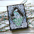 Black A5 diamond painting notebook for peacock art with shaped and bright drills.