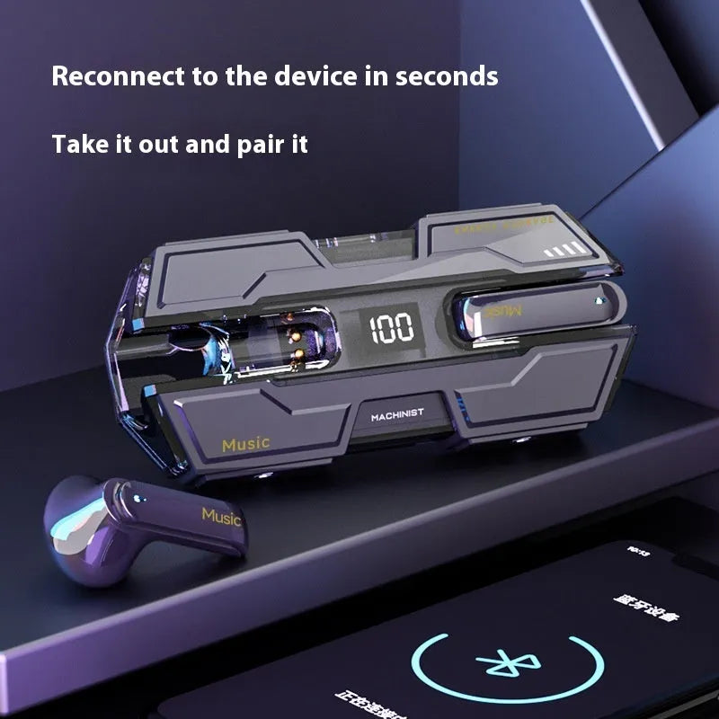 Armor Bluetooth headset in black, PC ABS material, with USB charging cable and 10-metre range
