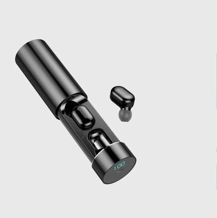 Cylinder earphone TW-A6 wireless earbuds with charging box in Black, Gold, and White colour options