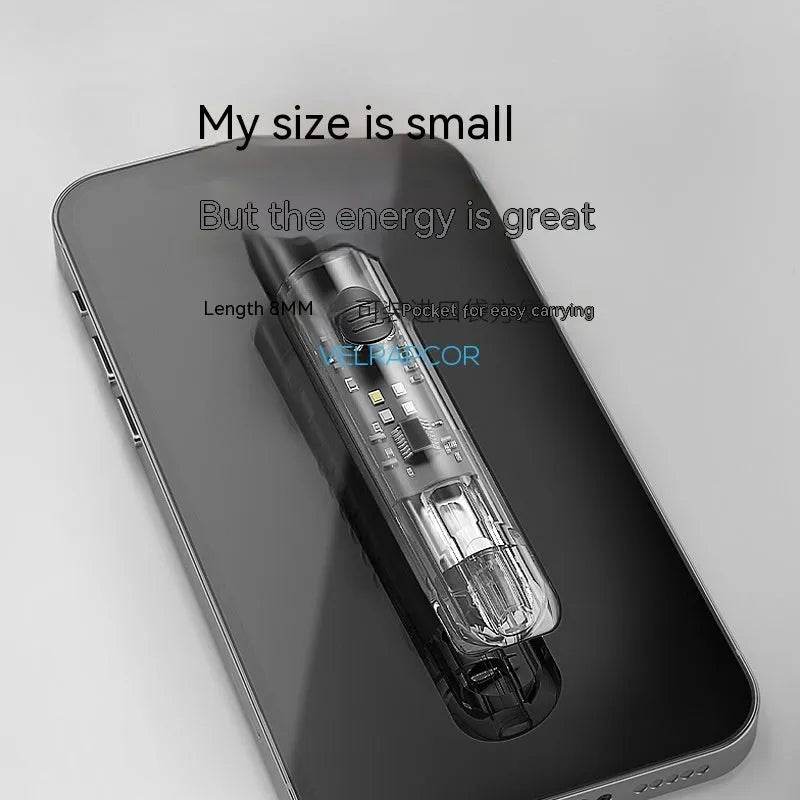 Black plastic USB rechargeable LED torch with built-in battery and charging cable