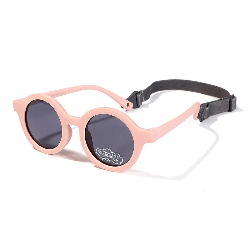 Children's silicone sunglasses with round frame and polarized lenses for 0-3 year olds