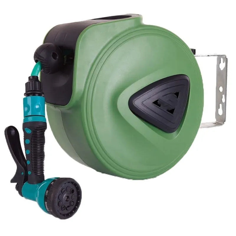 Automatic retractable hose reel water drum with 10 metre PVC pipe in compact housing