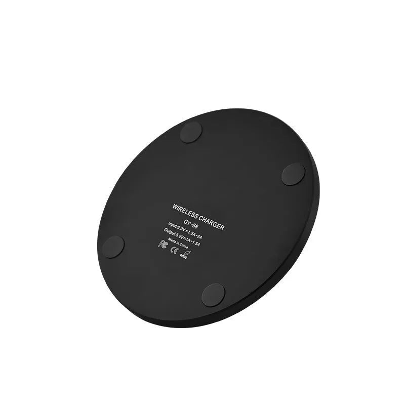 Ultra-thin wireless charging pad in four colour options showing 98mm square dimensions