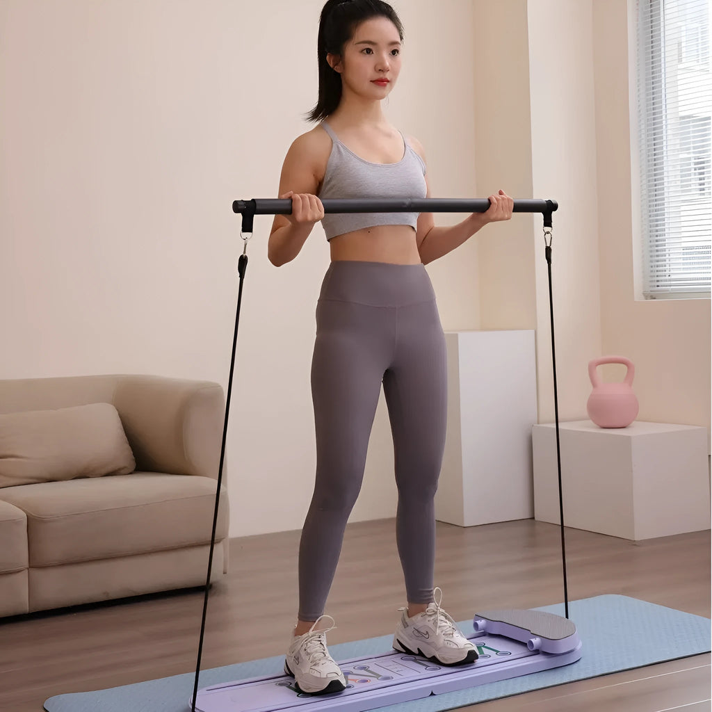 Multifunctional foldable supine board in glacier gray with smart APP for home ab and shoulder workouts