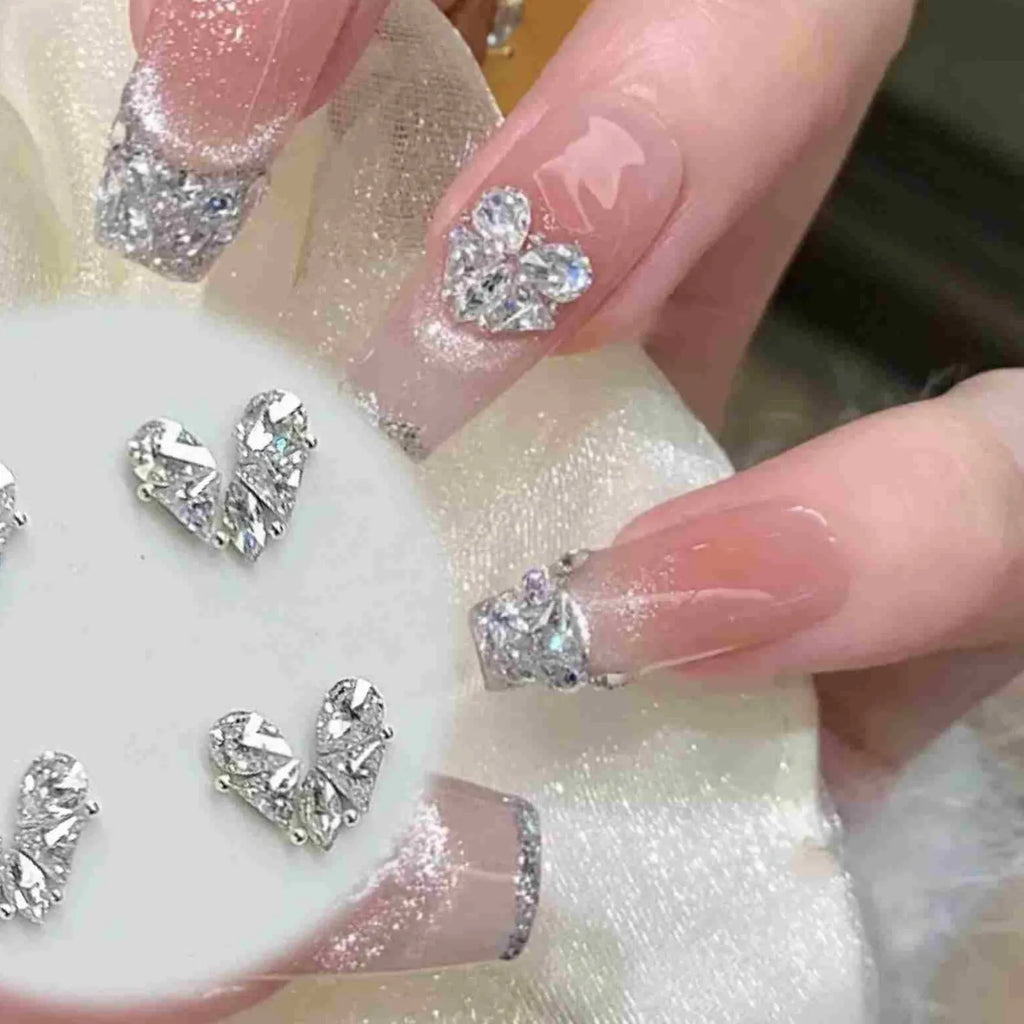 Love butterfly zircon nail art diamond material pack in champagne and silver colour options