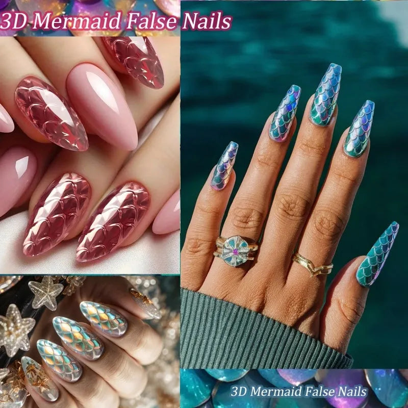 3D scale long shaping nail tips in colour-coded boxes containing 120 or 140 pieces