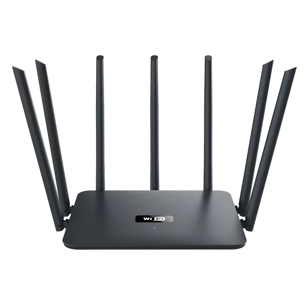 Black and white dual-frequency 5G gigabit router with multiple antennas for whole home through-wall WiFi coverage
