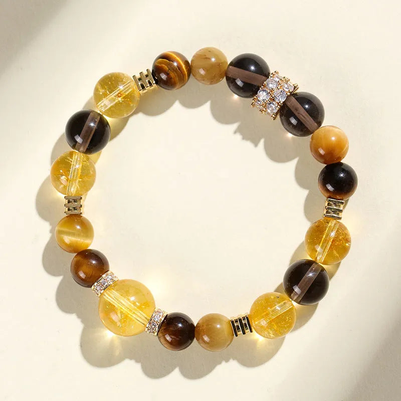Natural yellow artificial crystal tower string bead bracelet with 10mm Jinba style design