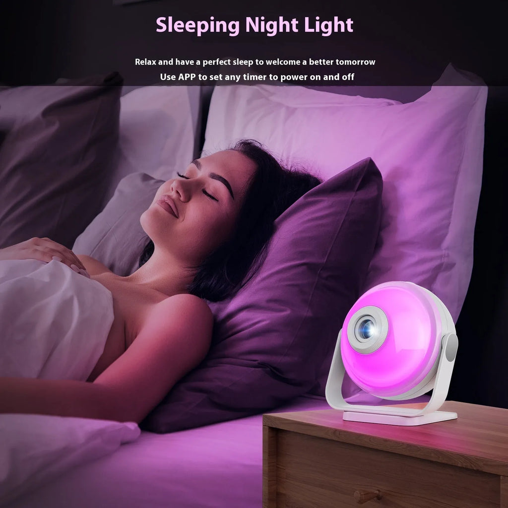 Galaxy starry sky projection lamp with planet modelling, 256-colour APP control, 125x122x110mm, socket powered
