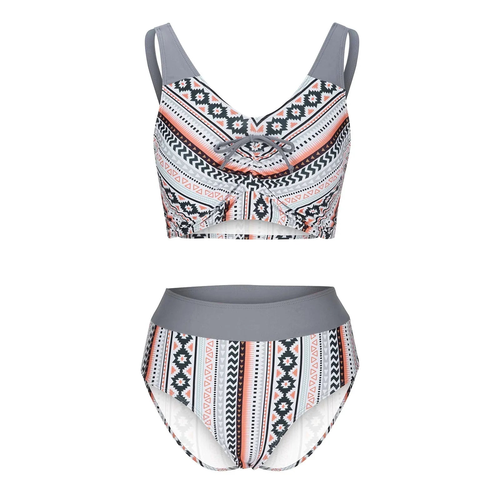 Blue women's cross sling one-piece swimsuit on a mannequin, showing the split design and back detail.