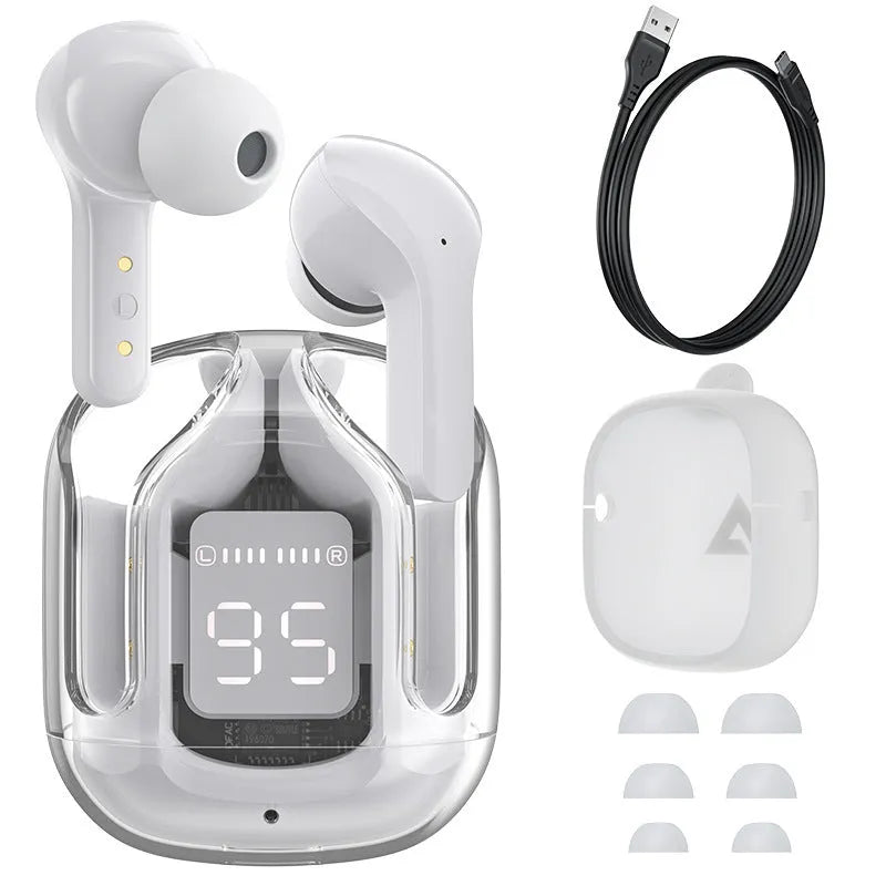 Mini wireless Bluetooth headset with LED power display in five colour options with silicone protective case