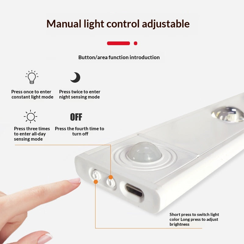 Smart LED Motion Sensor Wardrobe Light - Ultra-Thin Rechargeable Indoor Night Lighting for Kitchen Cabinets & Wine Coolers