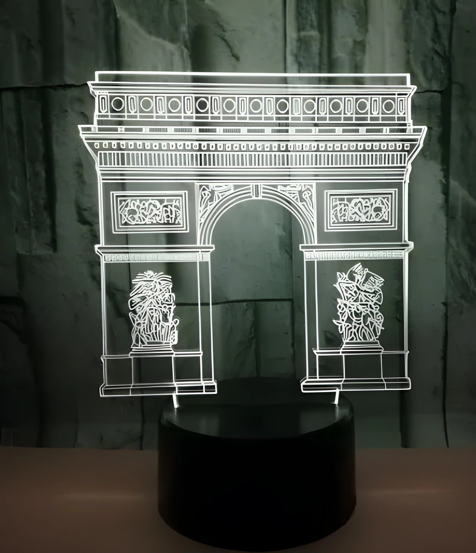 Triumphal Arch 3D acrylic night light with 7 colour LED and black ABS base