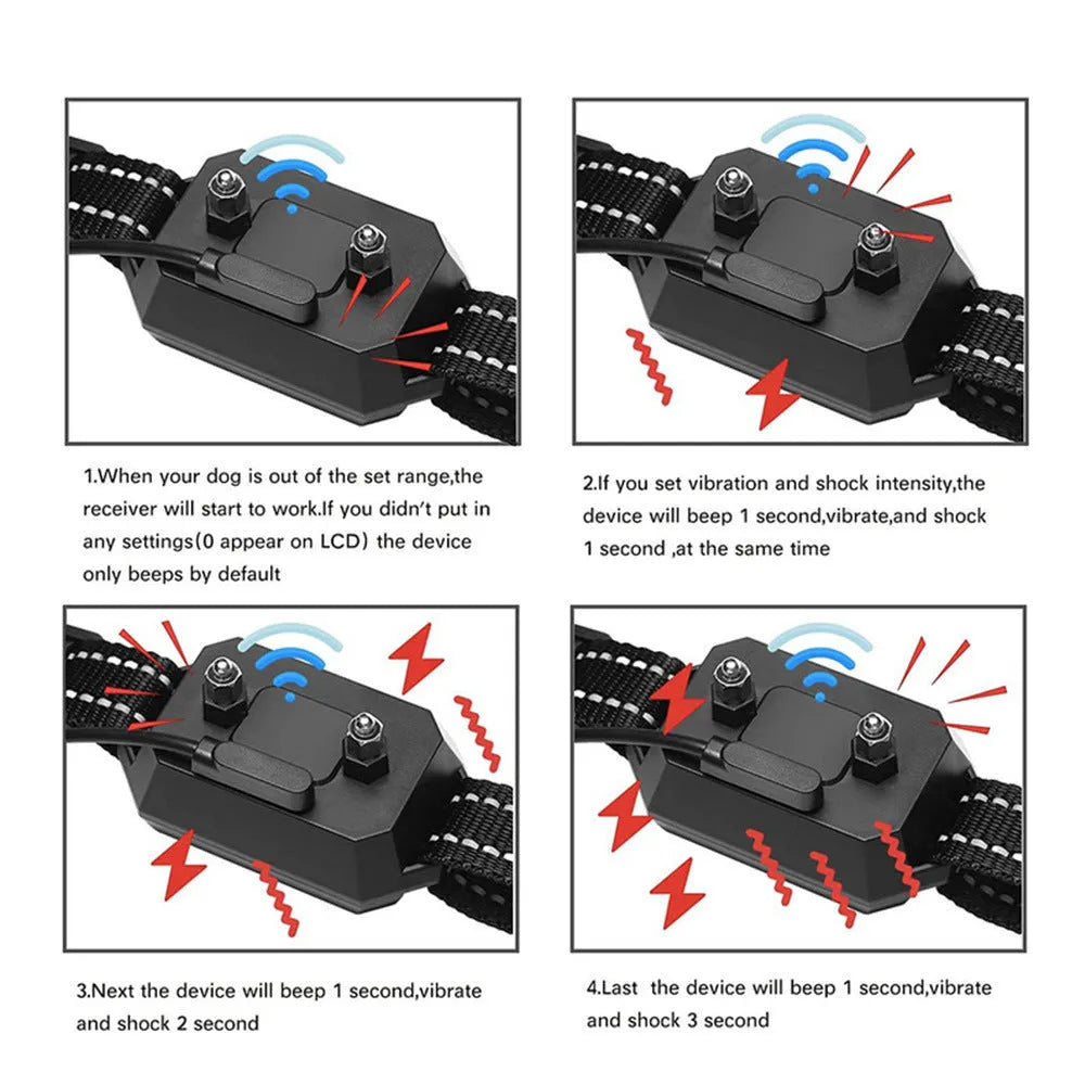 Pet wireless GPS dog trainer in black and white, ABS construction, 1000-metre range, IPX6 waterproof