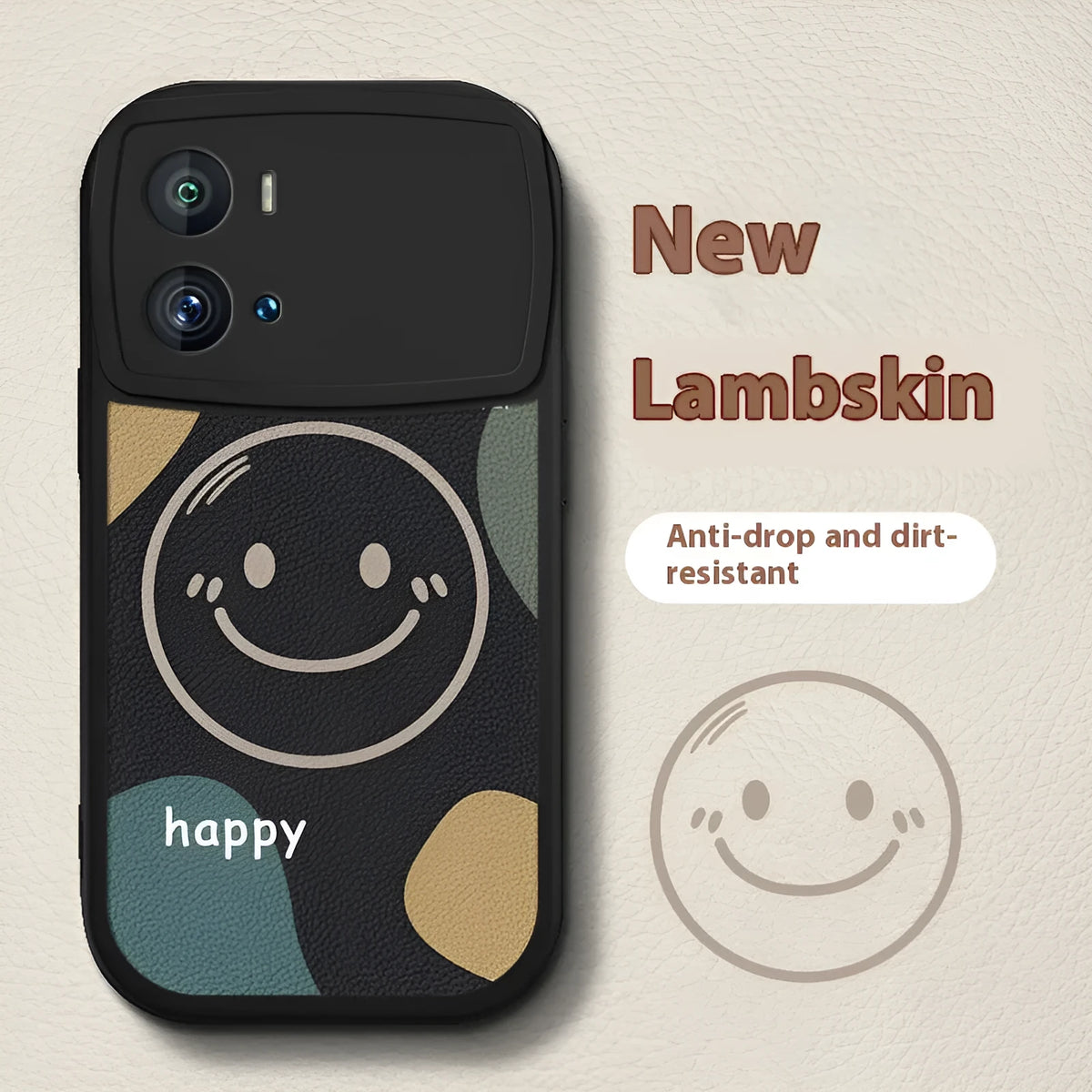 VIVO iQOO Neo6 silicone protective case in white with smiling face design, back cover with fall protection
