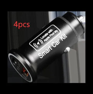Black ABS plastic GPS car locator tracker with a 12V plug for vehicle charging ports.