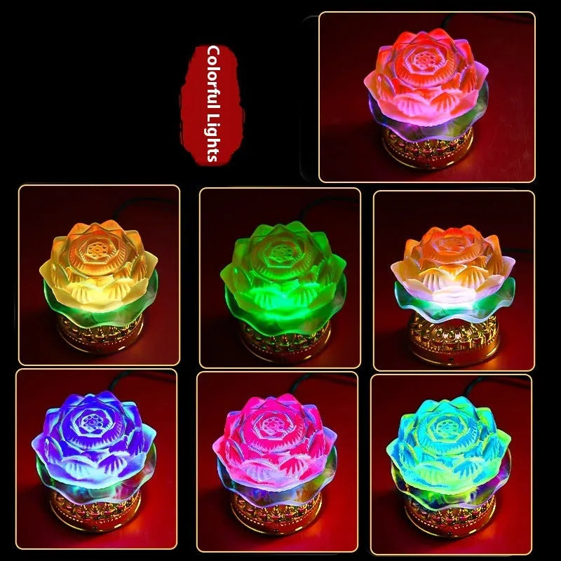 Chinese style Buddha lotus lamp in yellow ABS plastic for household decoration