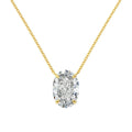Close-up of a women's oval ice flower pendant sterling silver necklace on a chain.