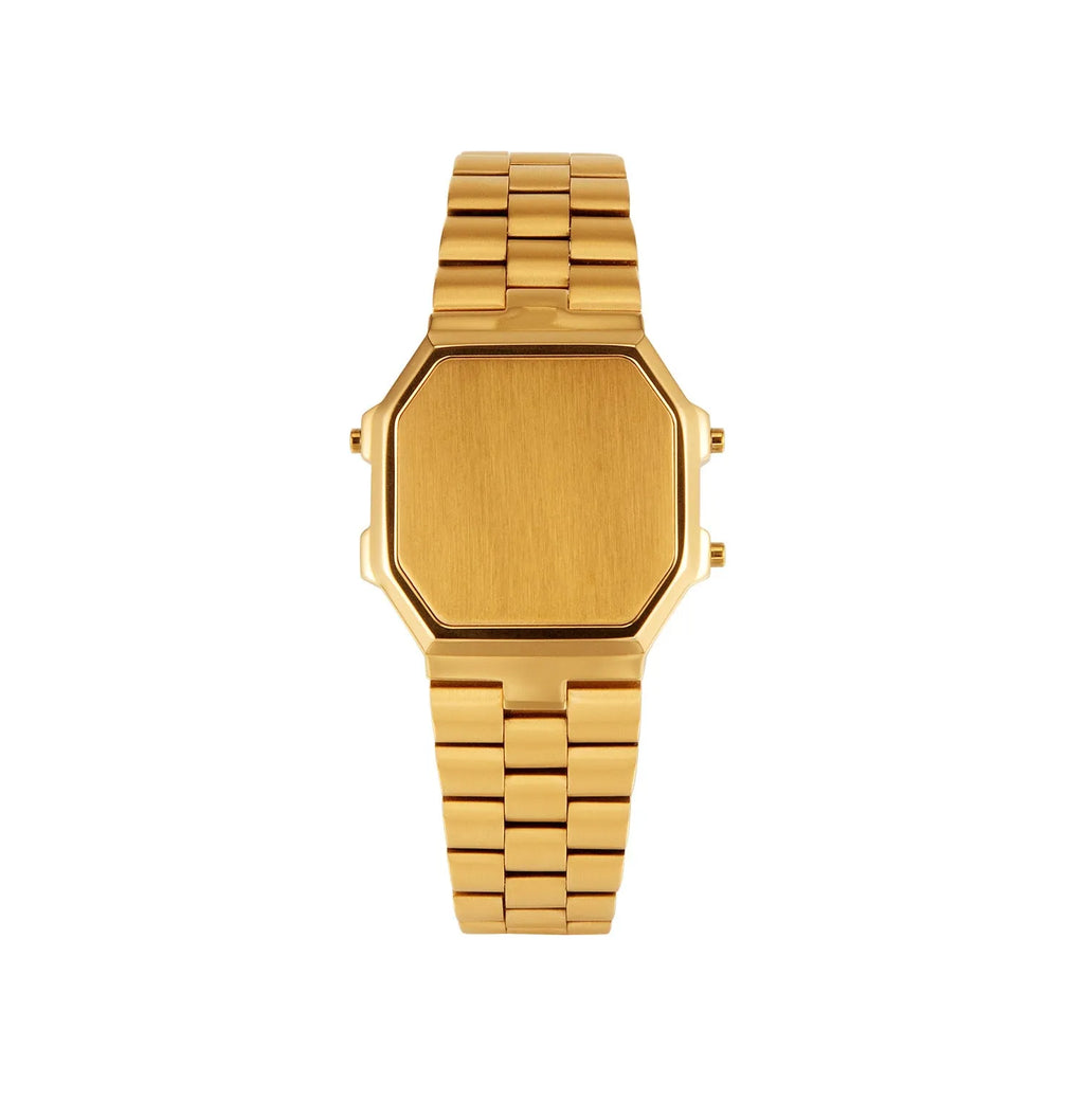 Small square watch-style bracelet with alloy case, titanium steel band, 21cm length, 35mm x 36mm dial, no time display.