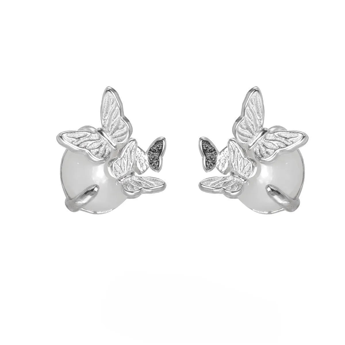 925 sterling silver butterfly stud earrings with electroplated white gold or gold finish