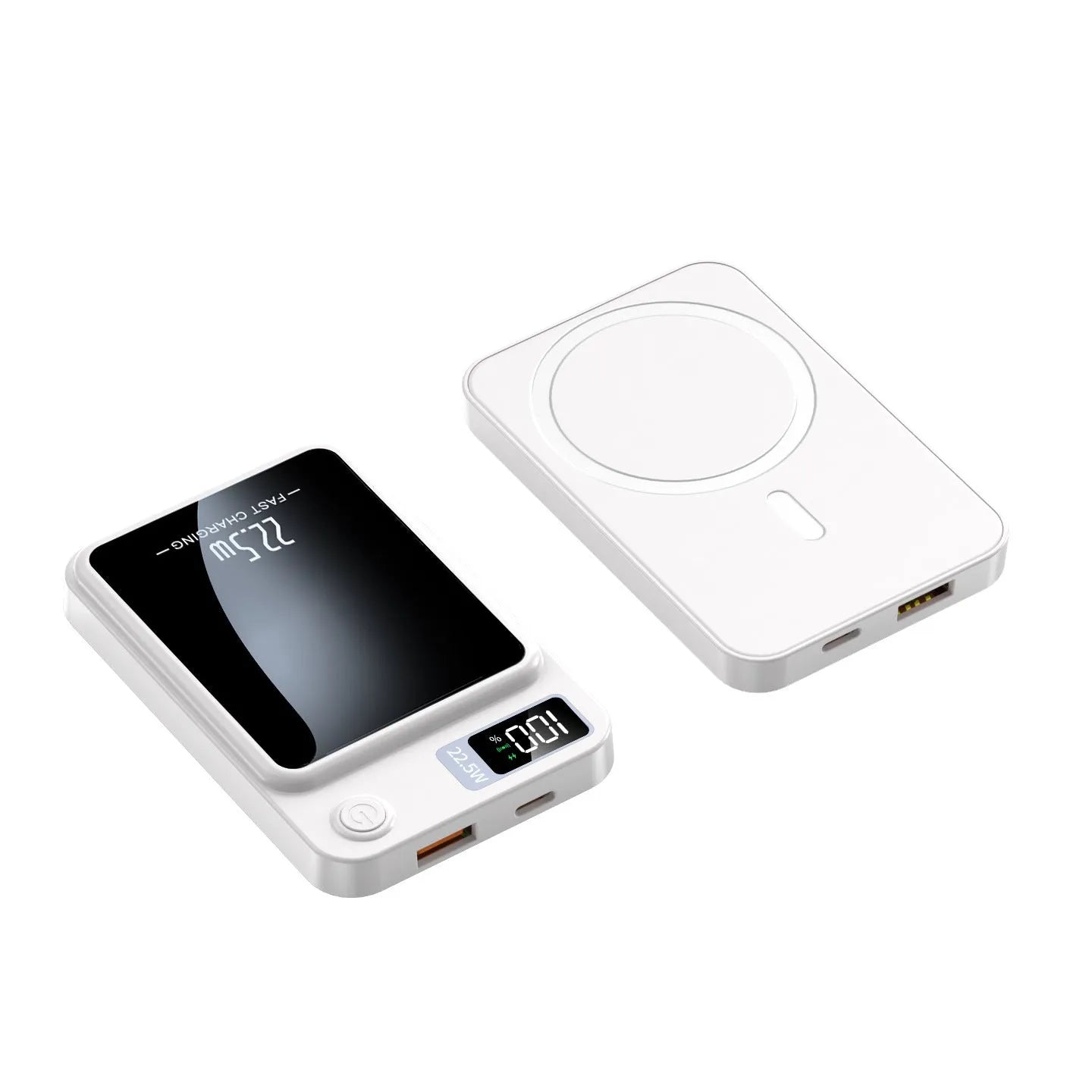 Ultra-thin wireless magnetic power bank with PD22.5W fast charging, 5000mAh, PVC shell, black colour