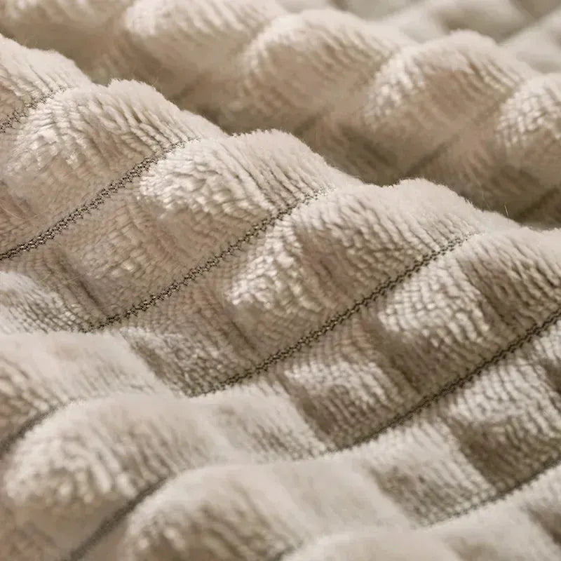 Warm fleece dog bed with detachable blanket in coffee colour
