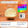 Water ripple projector night light with touch and remote control, acrylic metal USB mood lamp in spherical style