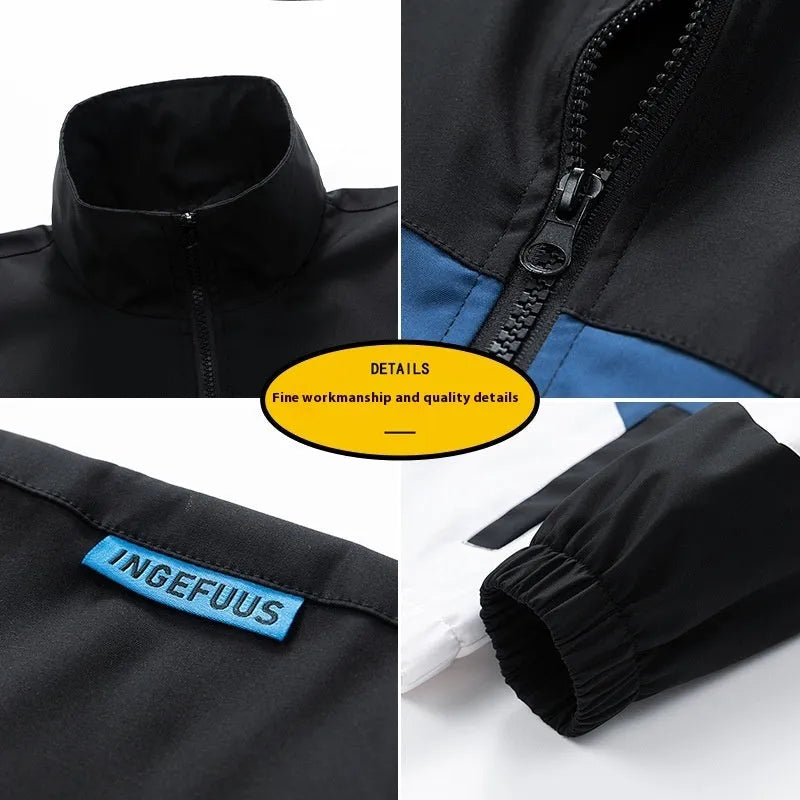 Men's loose fit hoodie cardigan in black blue or black green with side seam pockets, cotton blend fabric, sizes M to 4XL