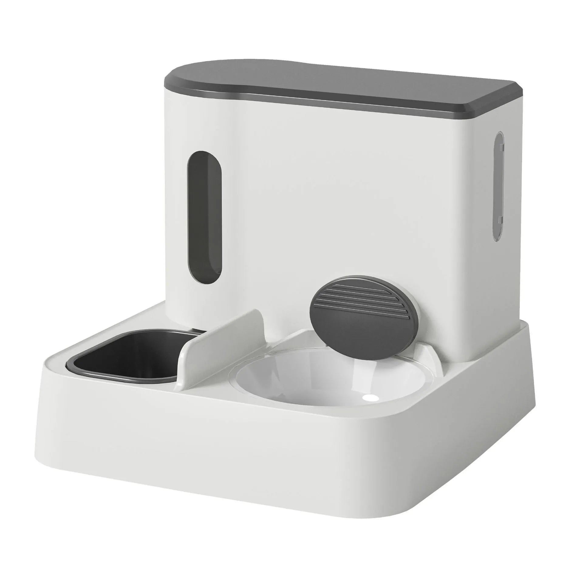 Automatic cat feeder and water dispenser station with double bowl design