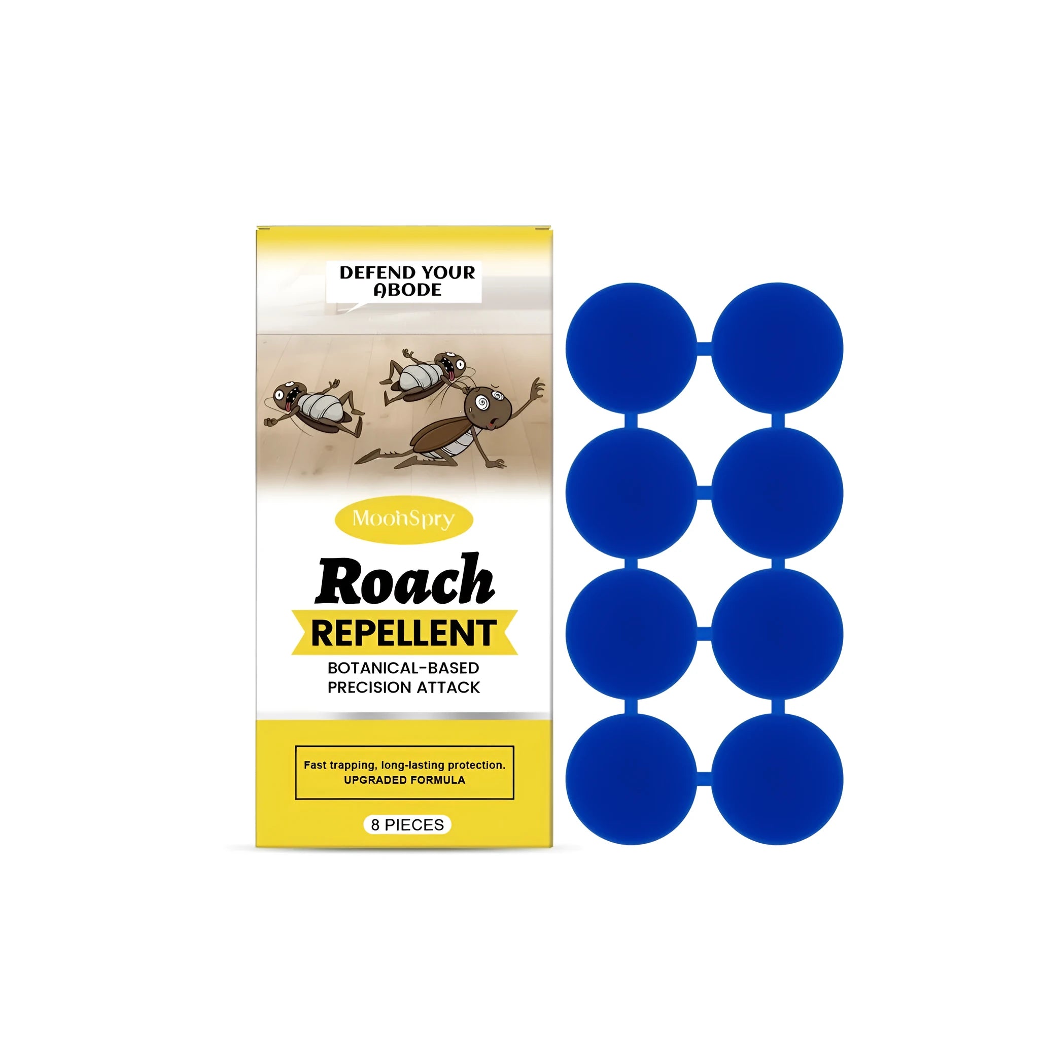 Eight roach repellent bait paste stations with adhesive backing for household cockroach control