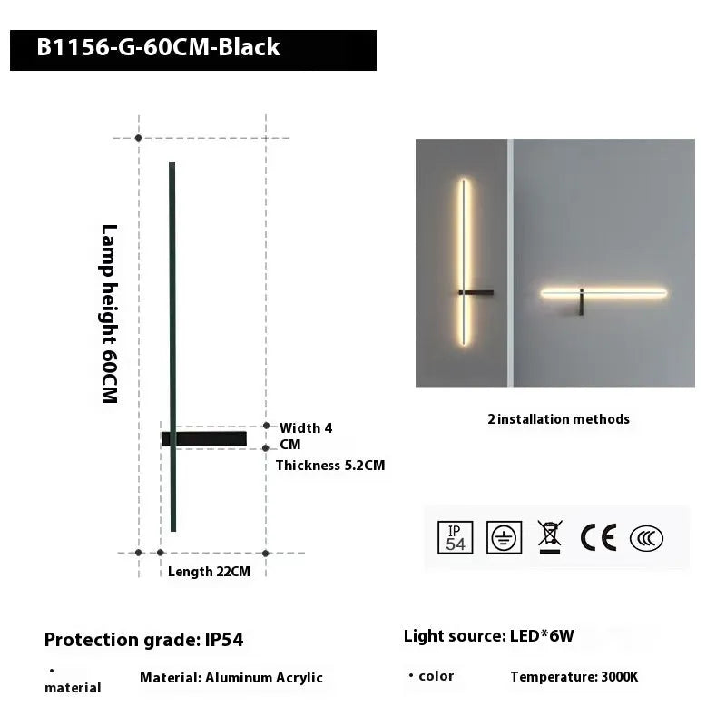 Outdoor waterproof stainless steel wall lamp with warm white 3000K light for courtyard and stairs