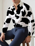 Hawaiian floral pattern men's long sleeve shirt in loose cardigan style with stretch polyester fabric