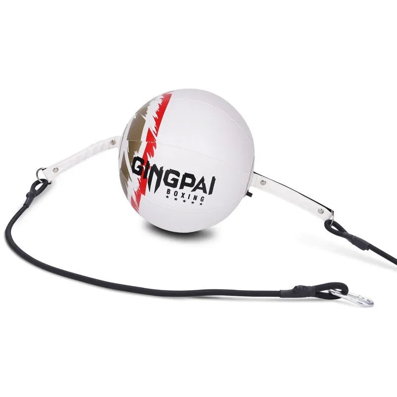 Black hanging boxing speed ball with adjustable cord for reaction training