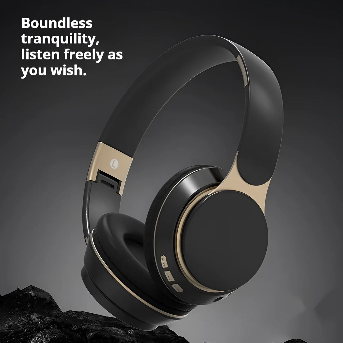 Wireless Bluetooth headset heavy bass retractable folding sports headphones in black