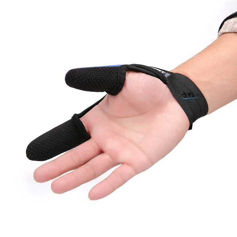 A single two-finger fishing glove for lure handling, shown in a camouflage colour variant.