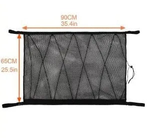 Black hanging car storage bag with double-layer mesh top, non-woven fabric, 60x80cm drawstring version