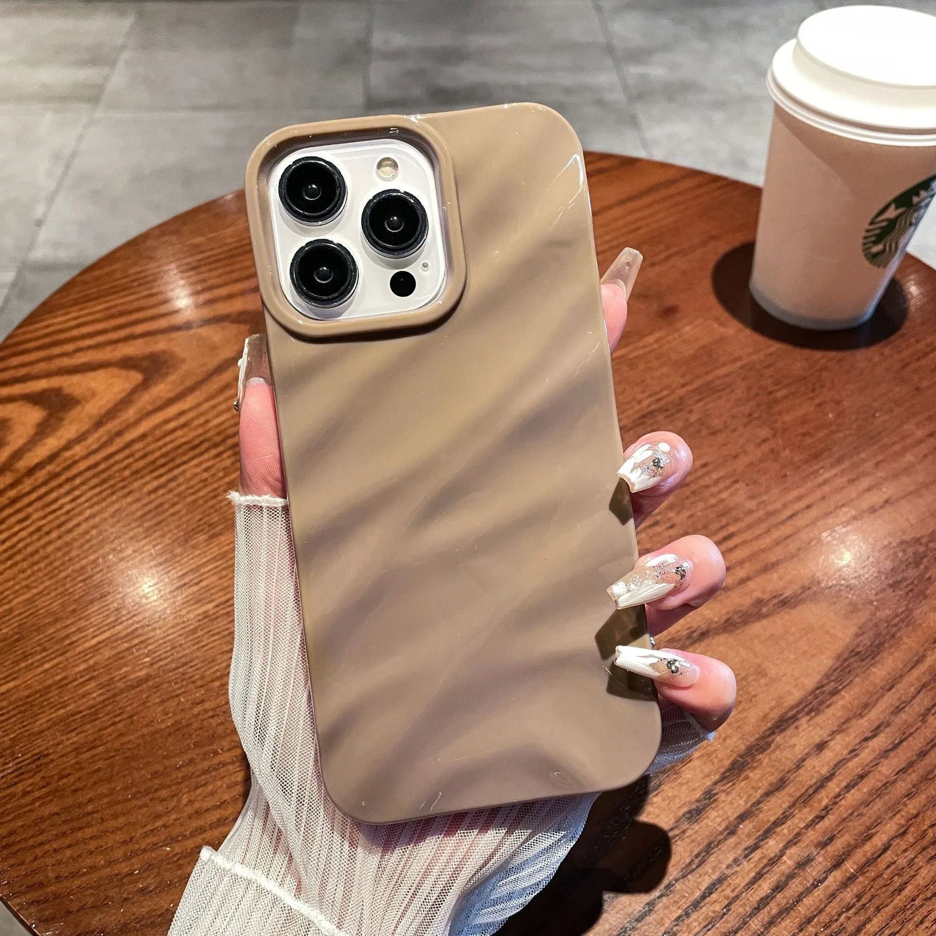 Three-dimensional pleated pattern TPU phone case in black, soft shell for iPhone 14 Pro Max