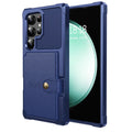 Blue TPE phone case with card holder for Samsung S23 Ultra showing card slot on back