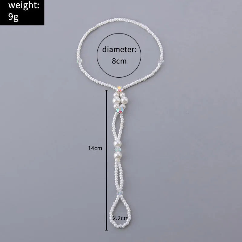 Pearl stretch anklet for women in S0905 colour with pearl beads on stretch cord