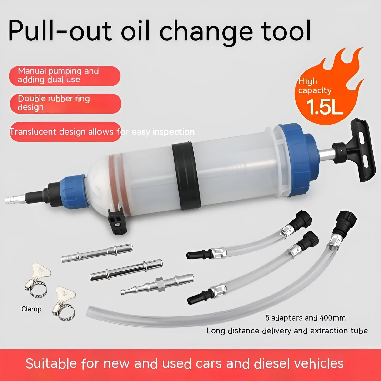 Manual oil pumping machine with syringe barrel for fluid suction and injection