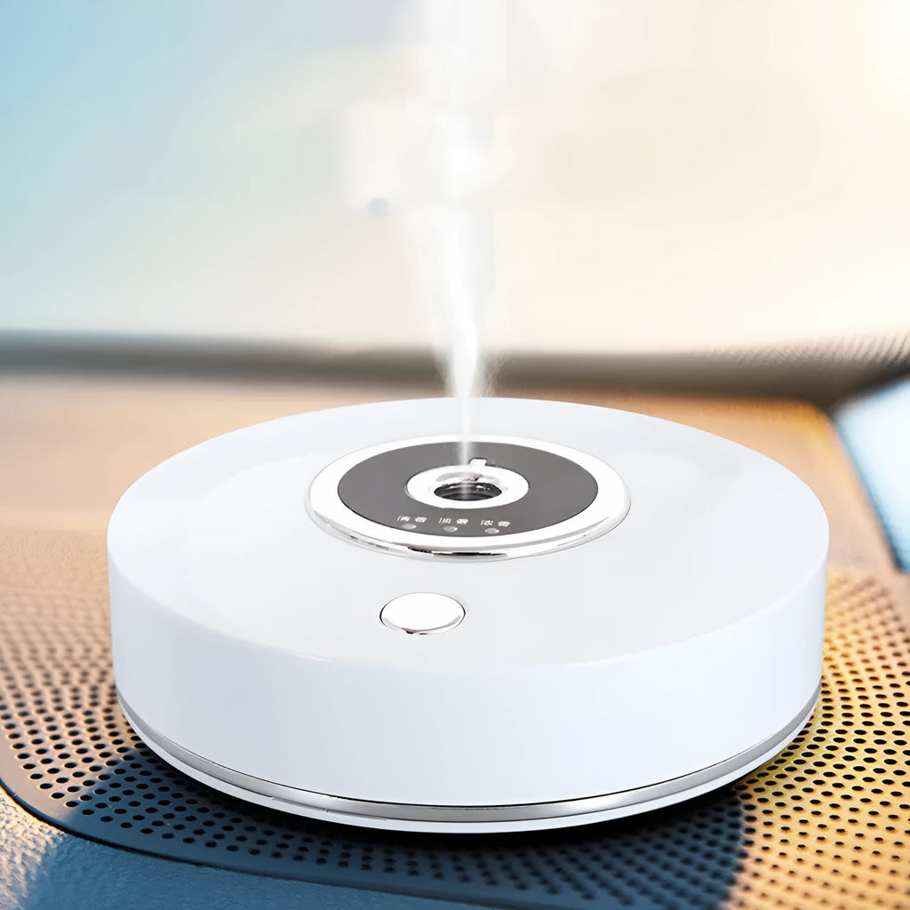 USB-powered car perfume holder aromatherapy machine in black, grey or white with anti-slip pad