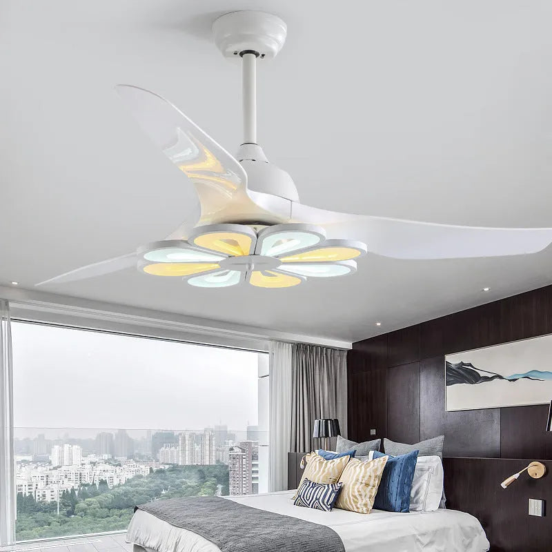 52 inch frequency conversion ceiling fan light with three ABS blades and LED in modern style