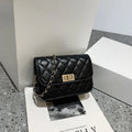 Women's PU leather diamond chain shoulder messenger bag in beige, horizontal square shape with sewing thread detailing