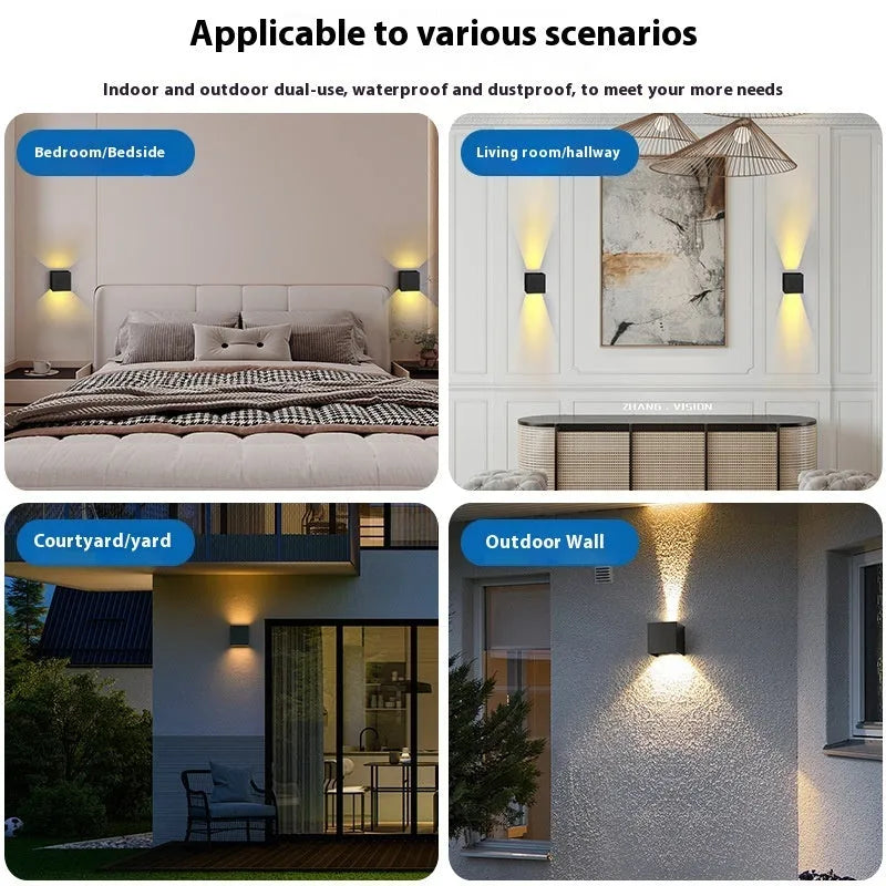 Modern minimalist outdoor waterproof wall lamp, 7W, shown in 9021 black or white for porch and garden wall lighting