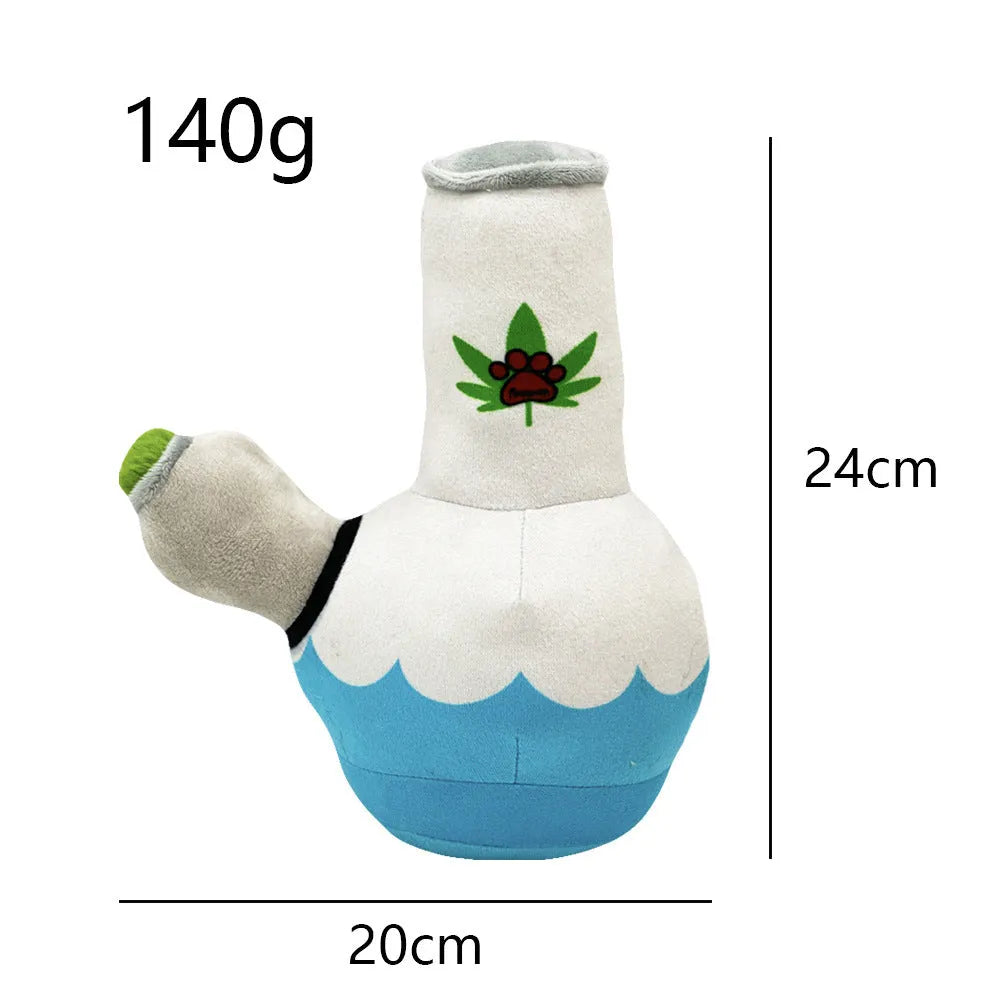 Kettle-shaped dog plush toy with colourful printed patterns, measuring 24cm