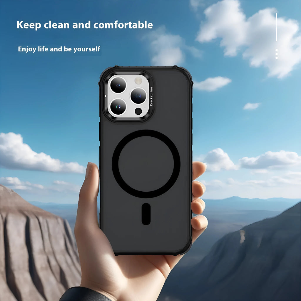 Magnetic skin-absorbing TPU PC protective back cover case for Apple iPhone in black