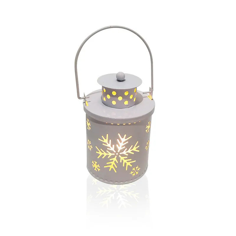 Wrought iron LED Christmas candle lantern with flickering lights in green, white, or red colour options