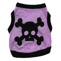 Blue Halloween dog vest with white skull bones pattern on colour block cotton fabric