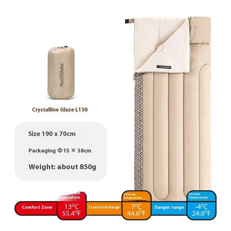 Four seasons portable outdoor camping sleeping bag with storage bag in various colours