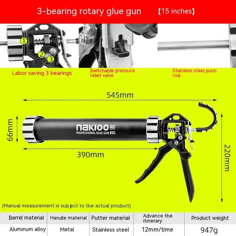 Aluminium alloy 13-bearing automatic adhesive breaking glass glue gun for sealant application